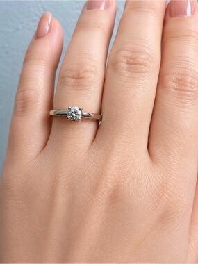 Cathedral Solitaire Diamond Ring in Pt950 and 14Kt